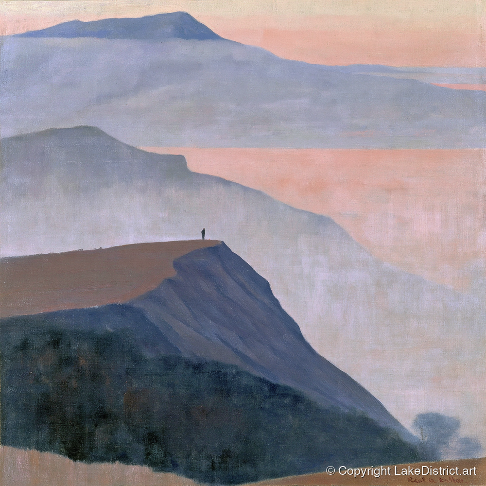 Misty Mountain Ridge at Dusk - lake district fell art print and canvas by Alistair Thorne A.I