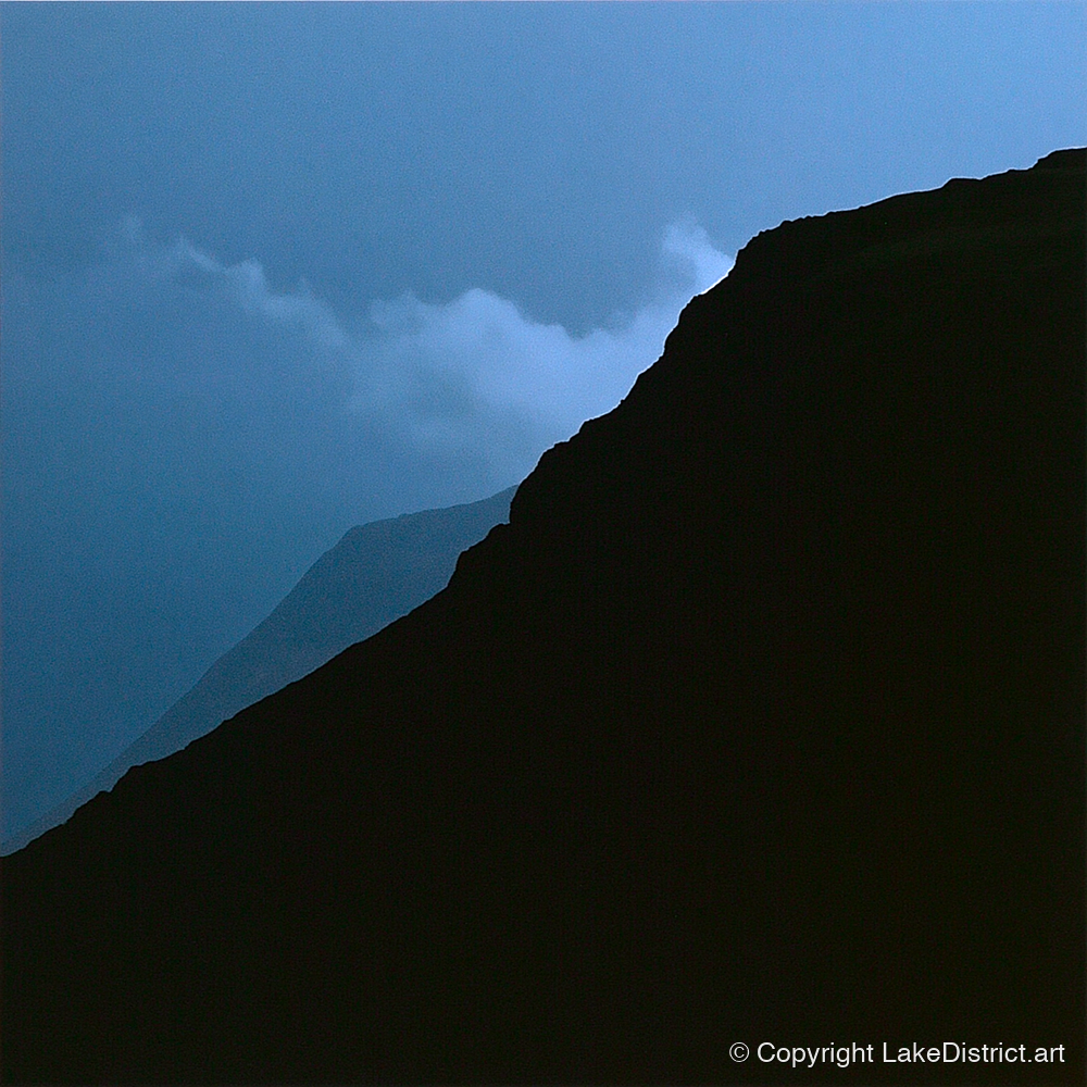 Misty Mountain Ridge Silhouette - lake district fell art print and canvas by Adelaide Calloway A.I