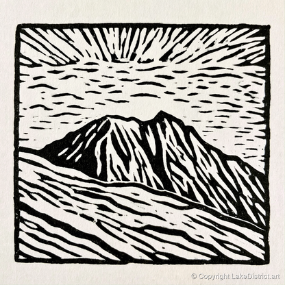 Monochromatic Helvellyn Sunburst - lake district fell art print and canvas by Isaac Denton A.I