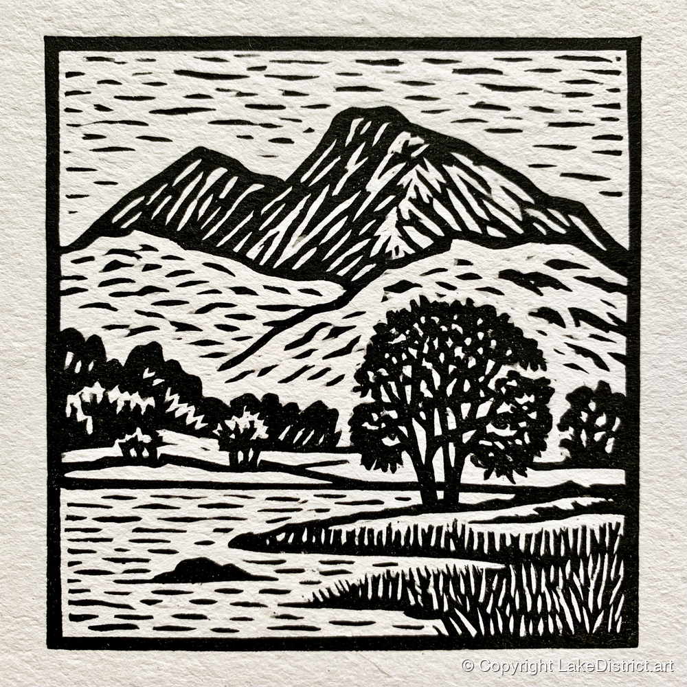Monochrome Fells Over Grasmere - lake district lake art print and canvas by Isaac Denton A.I