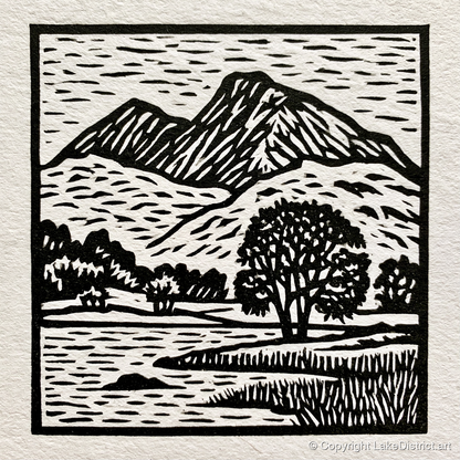 Monochrome Fells Over Grasmere - lake district lake art print and canvas by Isaac Denton A.I