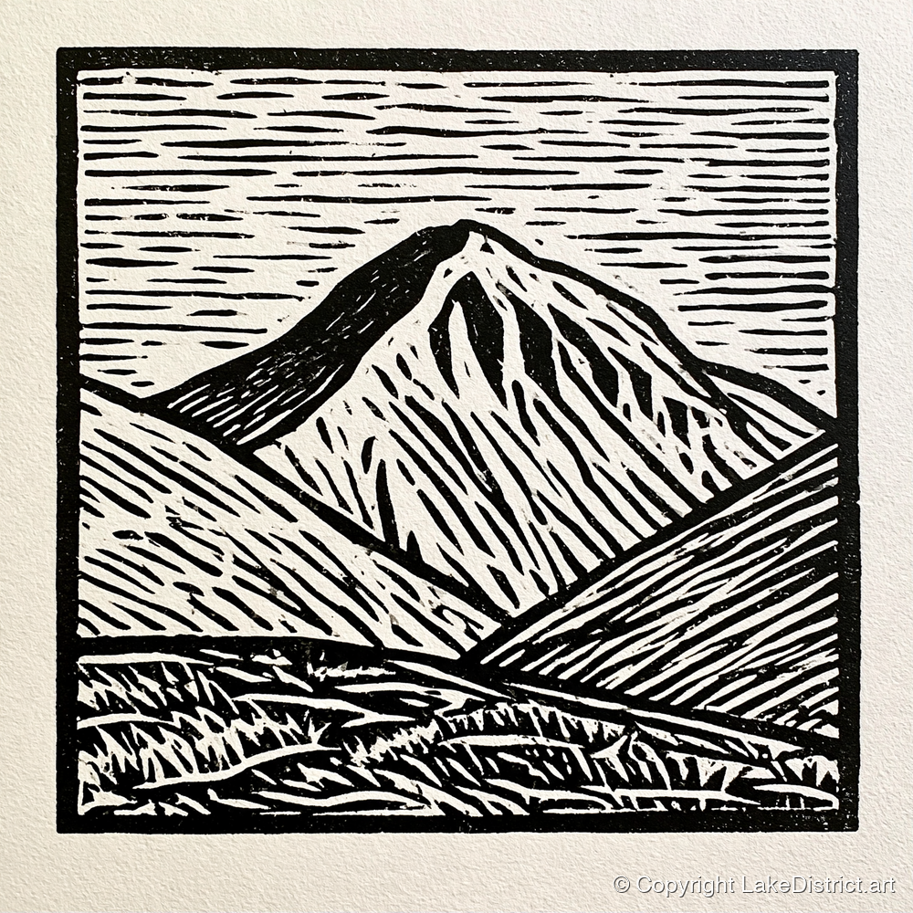 Monochrome Great Gable Peak - lake district fell art print and canvas by Isaac Denton A.I
