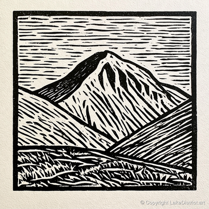Monochrome Great Gable Peak - lake district fell art print and canvas by Isaac Denton A.I