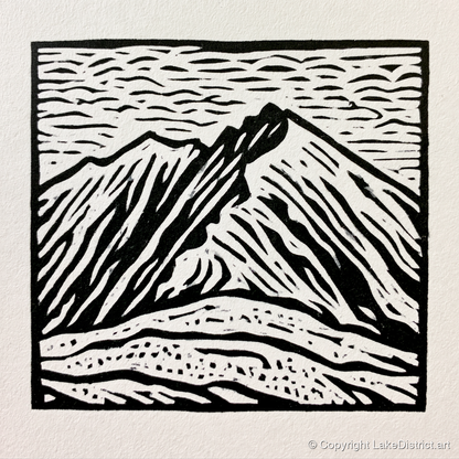 Monochrome Helvellyn Ridges - lake district fell art print and canvas by Isaac Denton A.I
