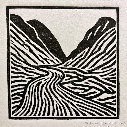 Monochrome Honister Pass Valley - lake district valley art print and canvas by Isaac Denton A.I