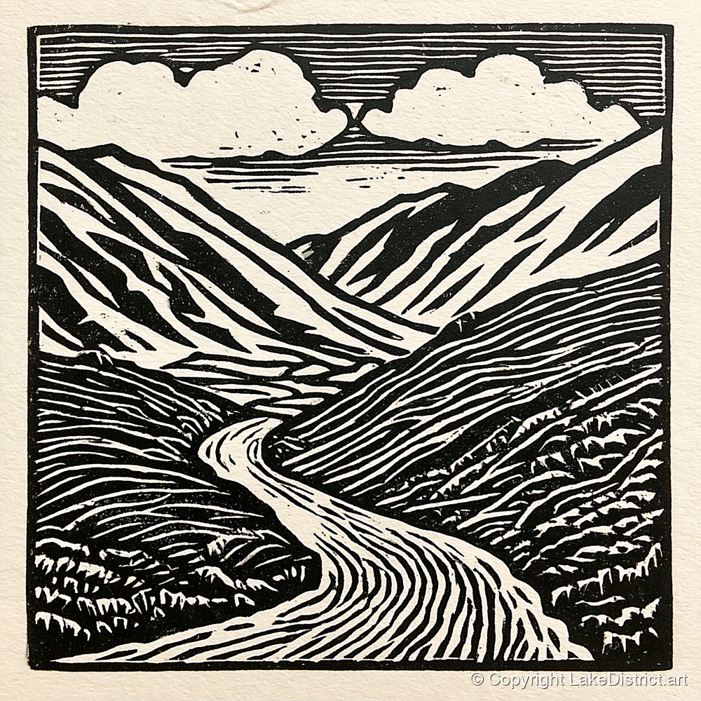Monochrome Kirkstone Pass - lake district valley art print and canvas by Isaac Denton A.I