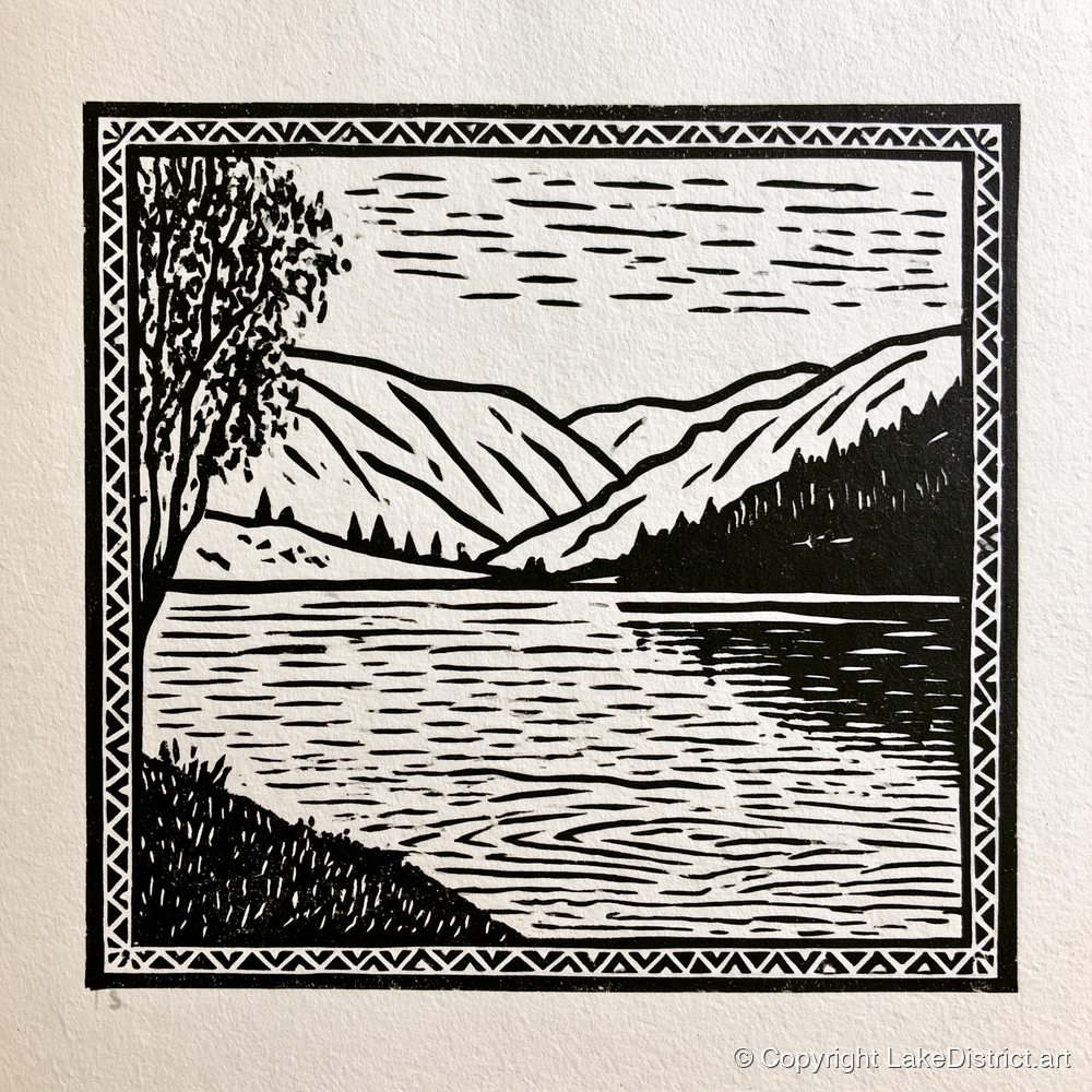 Monochrome Lake at Dawn - lake district lake art print and canvas by Isaac Denton A.I