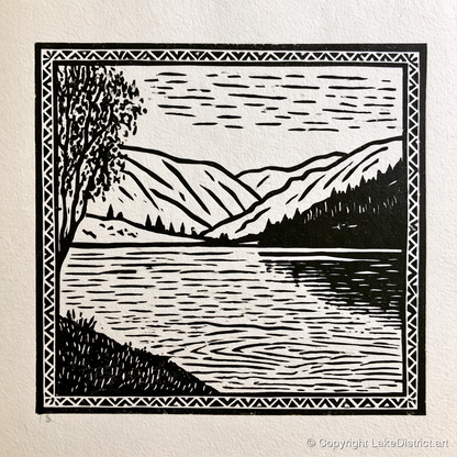 Monochrome Lake at Dawn - lake district lake art print and canvas by Isaac Denton A.I