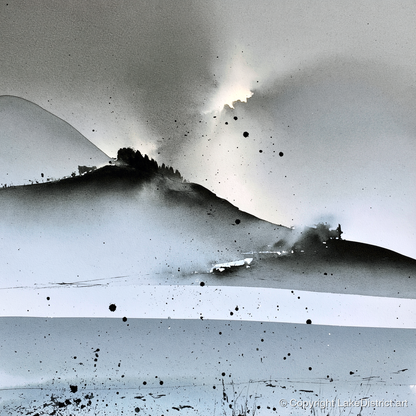 Monochrome Lake District Evening Fells - lake district sky art print and canvas by Adrian Frost A.I