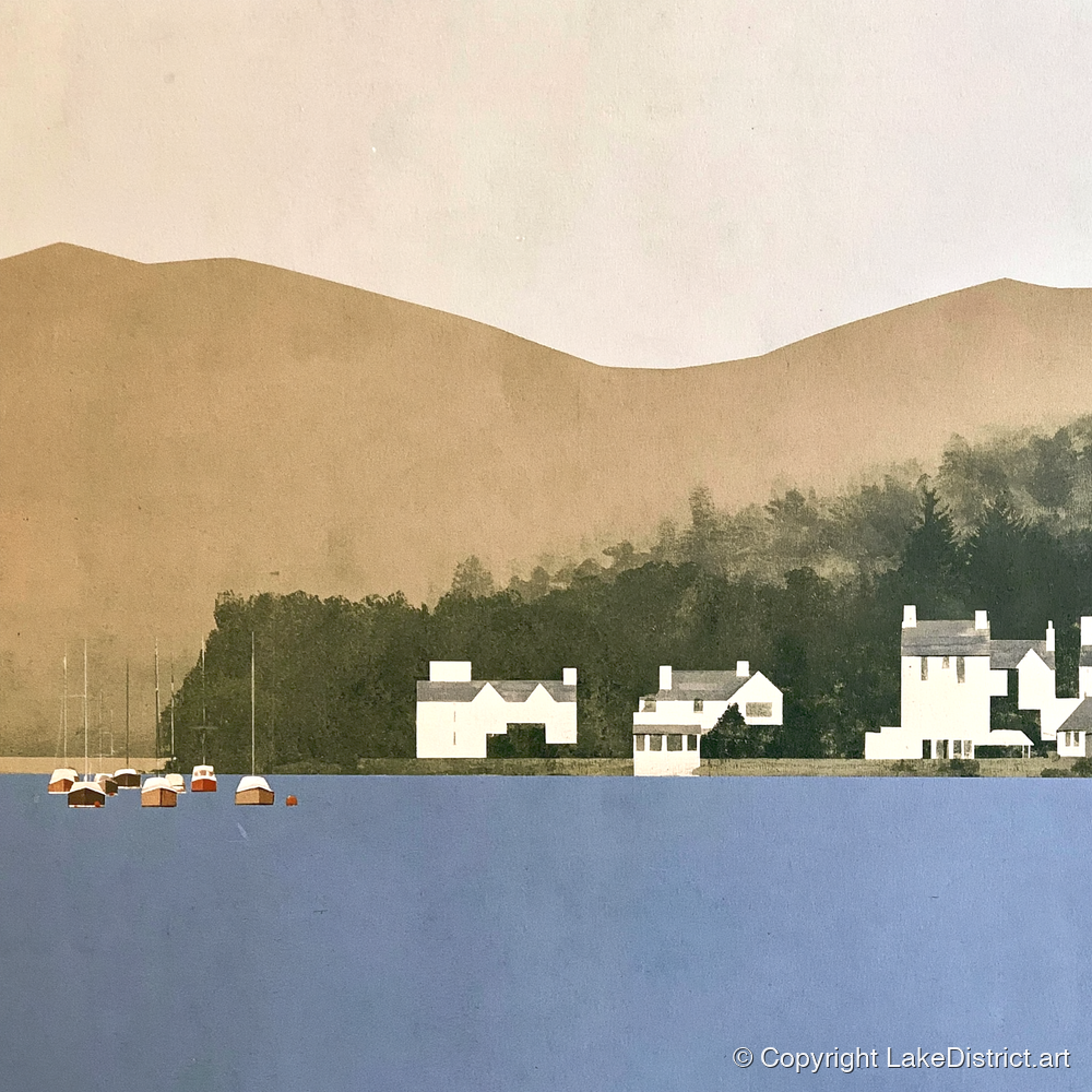 Moored Boats at Bowness Bay - lake district village art print and canvas by Phillip Marbury A.I
