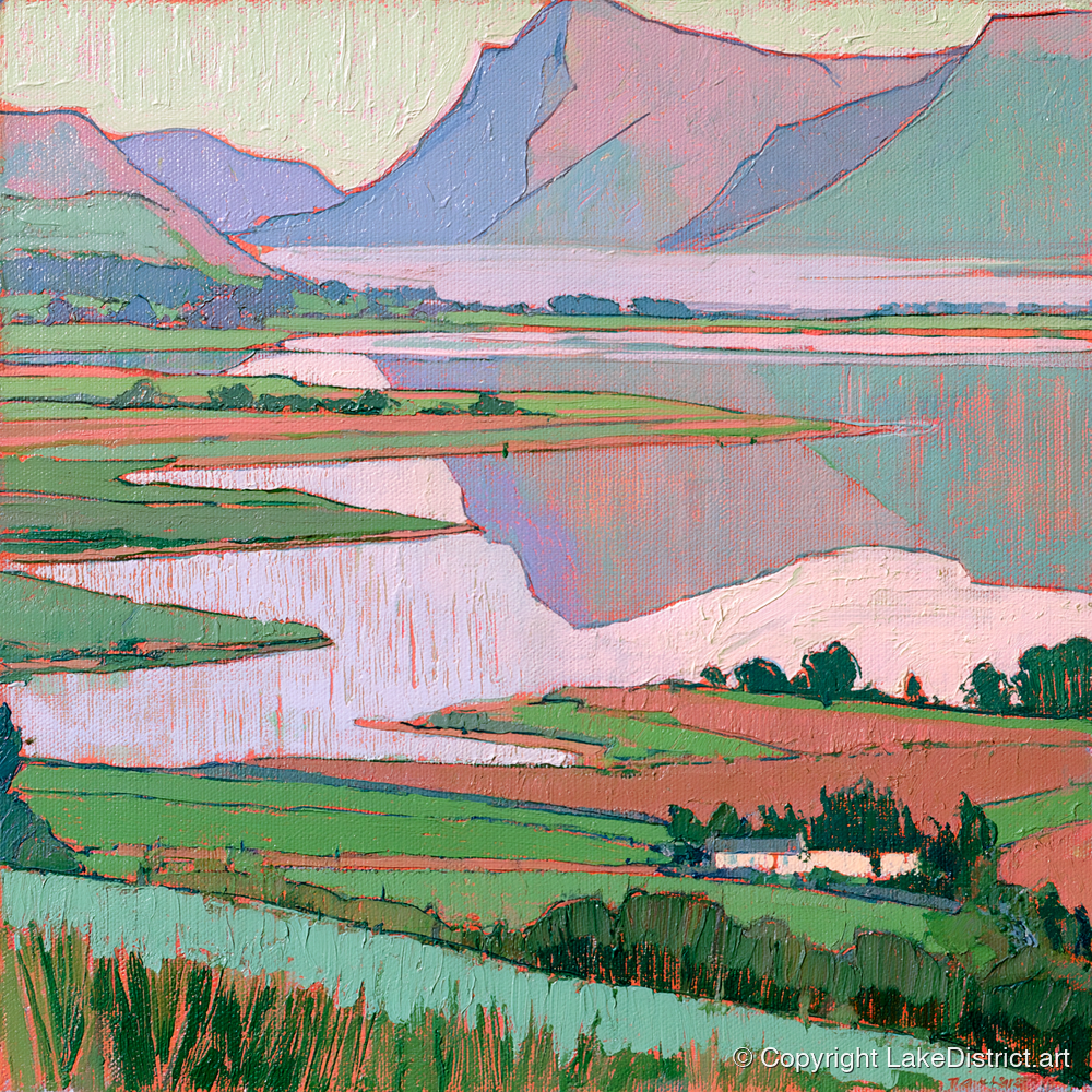 Morning Mist Over Pastel Valley - lake district sky art print and canvas by Cedric Montgomery A.I