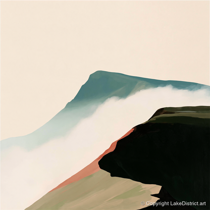Mountain Ridge Above the Mist - lake district fell art print and canvas by Malcolm Reed A.I