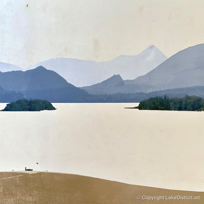 Pale Derwentwater From Crow Park - lake district village art print and canvas by Phillip Marbury A.I