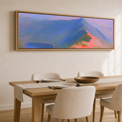 Striding Edge in Pink Twilight Lake District Walking panoramic canvas wall art displayed above a dining table