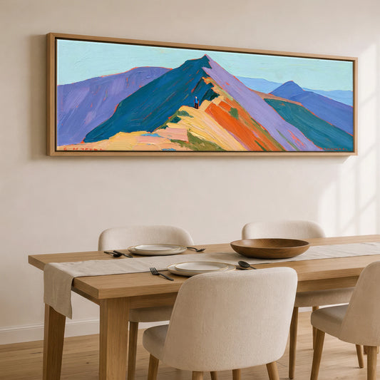 Vibrant Striding Edge Ascent Lake District Walking panoramic canvas wall art displayed above a dining table