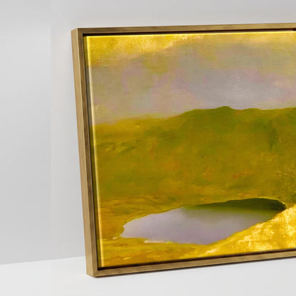 Striding Edge in Golden Light - artwork detail in an antique gold float frame