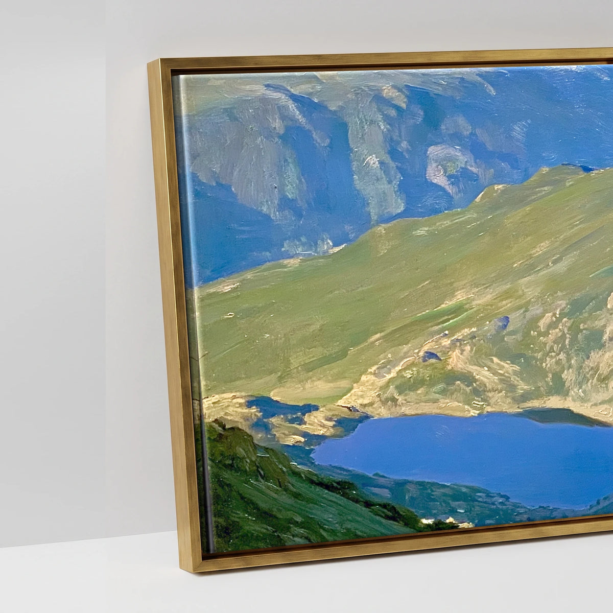 Sunlit Striding Edge Helvellyn - artwork detail in an antique gold float frame