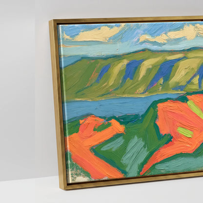 Vibrant Striding Edge Ridge - artwork detail in an antique gold float frame