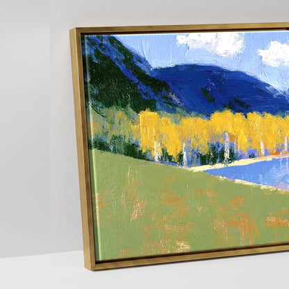 Bold Autumn Colours at Blea Tarn - artwork detail in an antique gold float frame