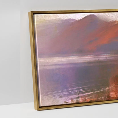 Derwentwater Jetty in Violet Haze - artwork detail in an antique gold float frame