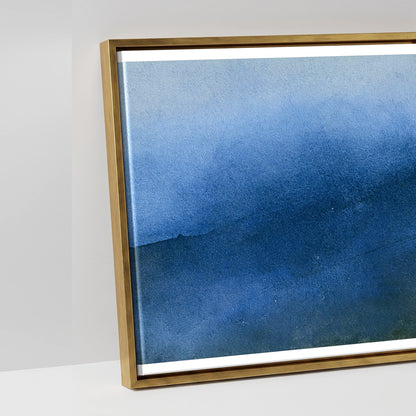 Striding Edge Walker in Indigo - artwork detail in an antique gold float frame