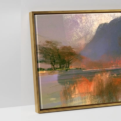 Violet Fells Above Buttermere - artwork detail in an antique gold float frame