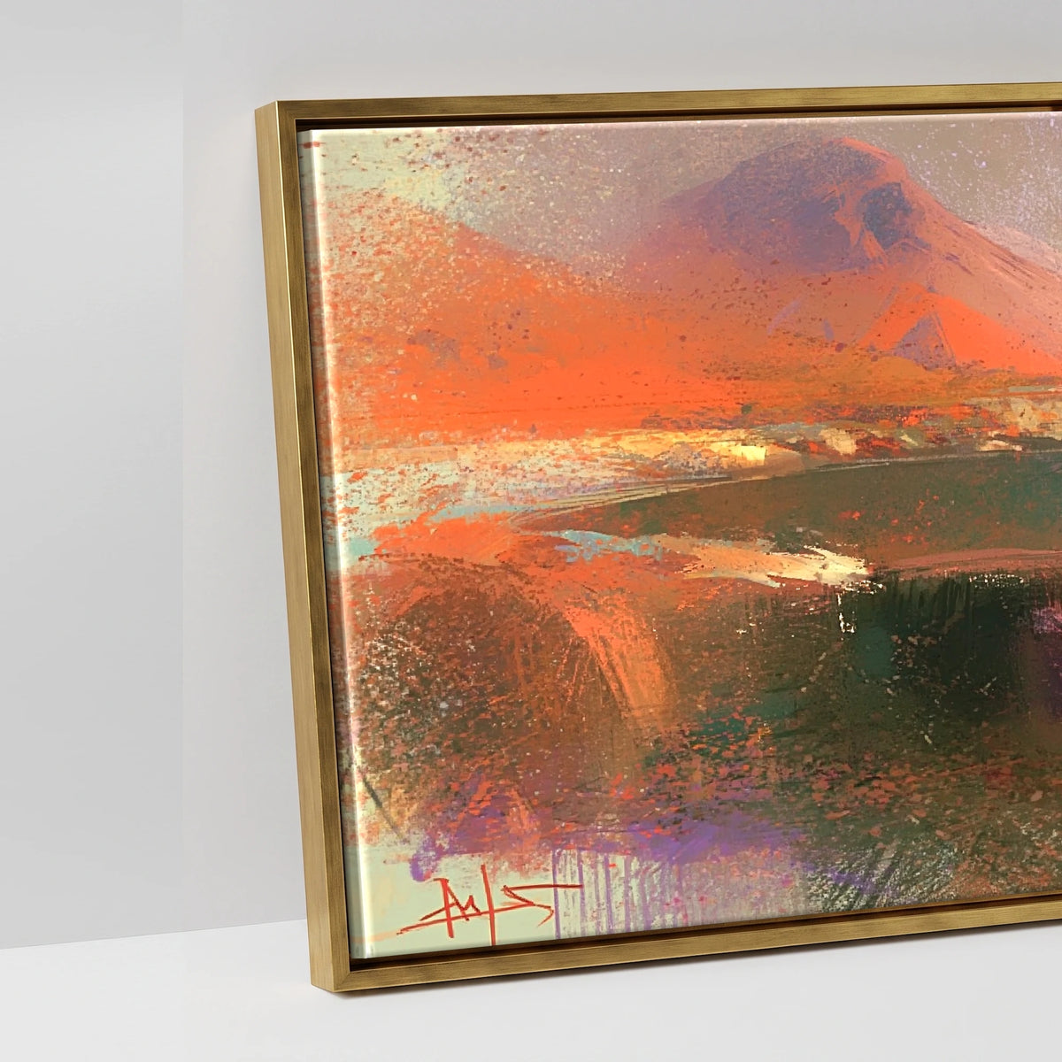 Wastwater and Great Gable Sunset - artwork detail in an antique gold float frame