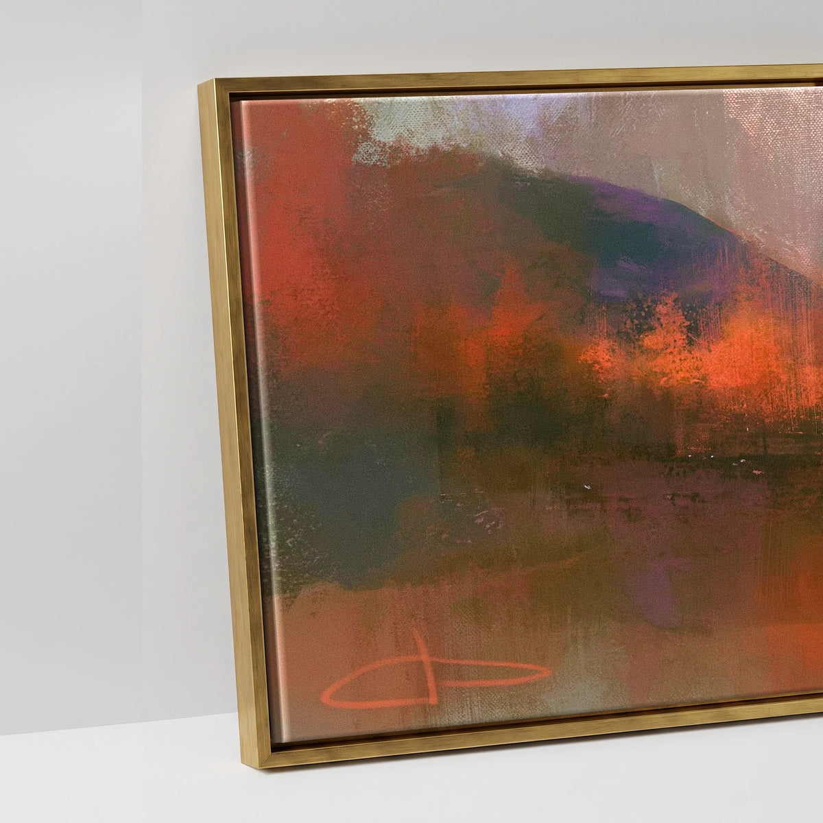 Autumn Larches at Blea Tarn - artwork detail in an antique gold float frame