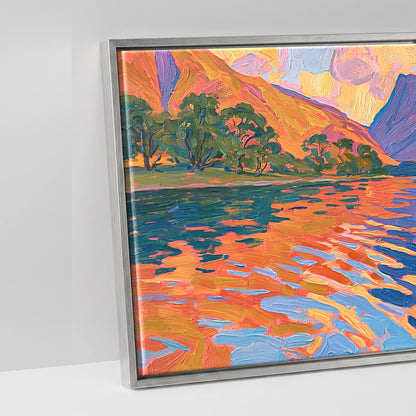 Sunset Glow over Wastwater Fells - artwork detail in an antique silver float frame
