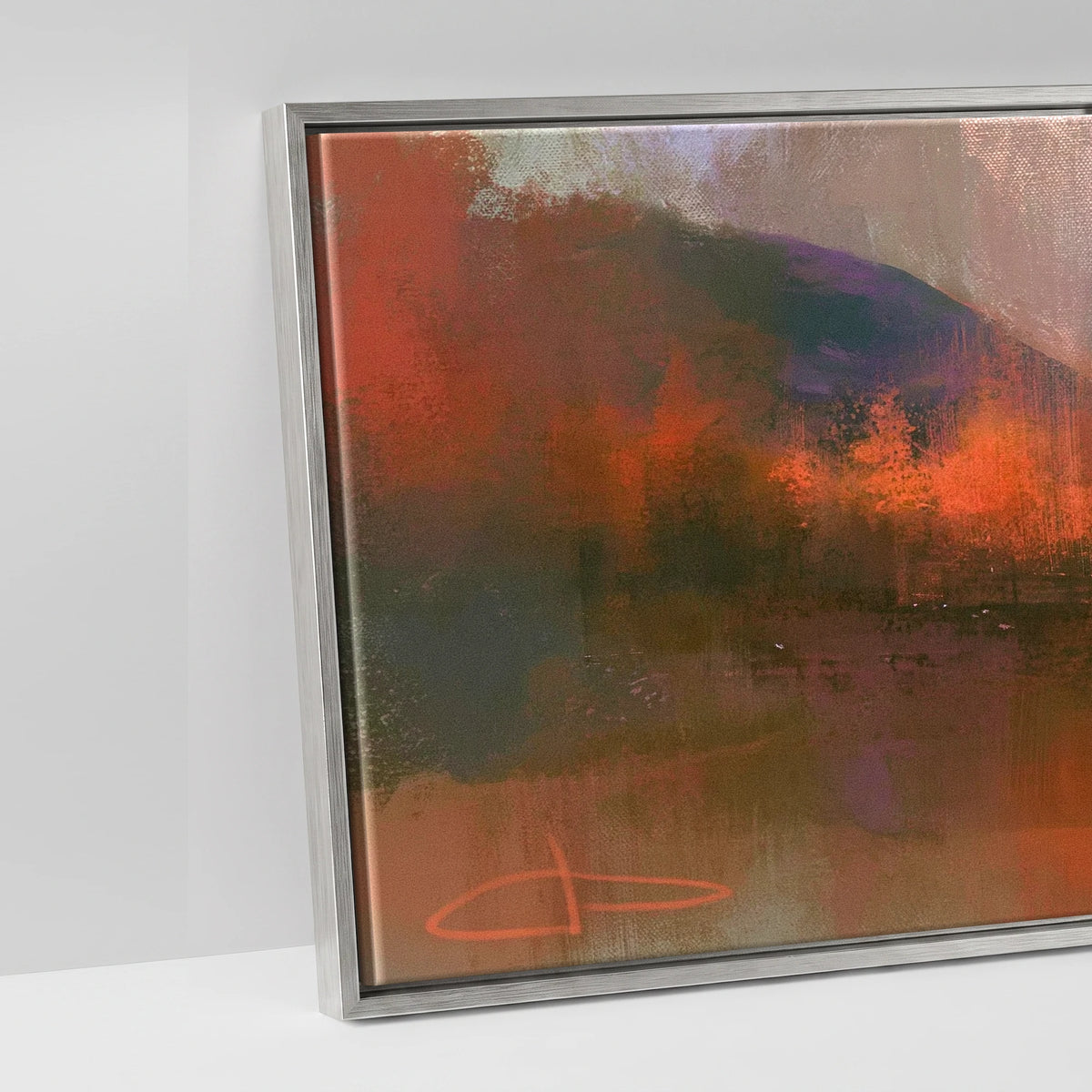 Autumn Larches at Blea Tarn - artwork detail in an antique silver float frame