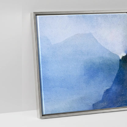 Striding Edge Helvellyn in Blue Mist - artwork detail in an antique silver float frame