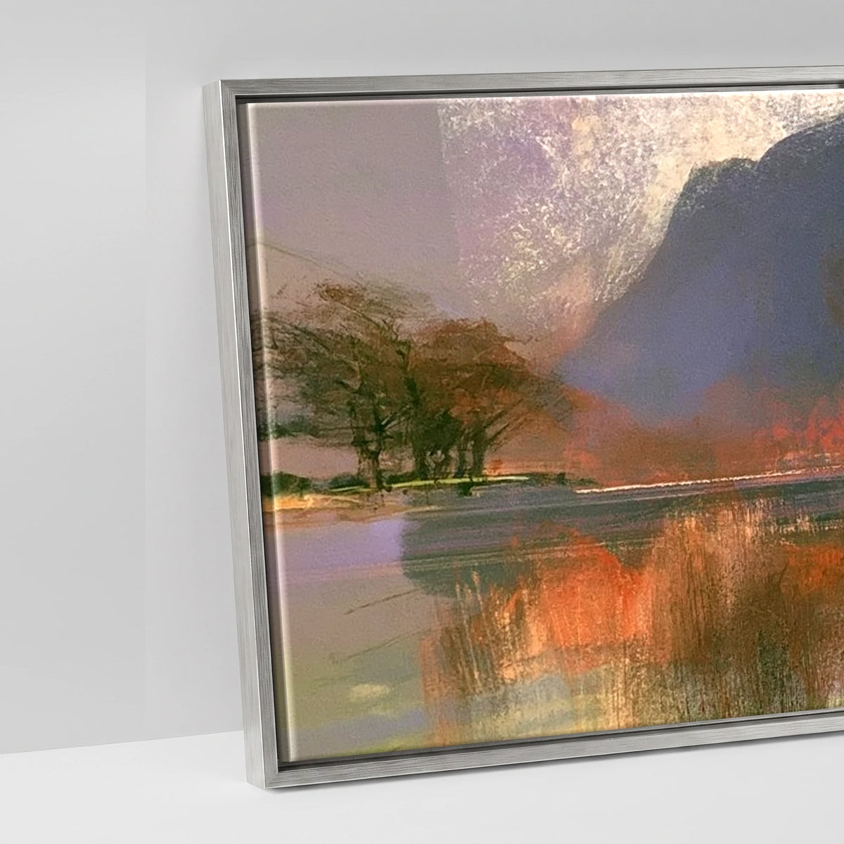 Violet Fells Above Buttermere - artwork detail in an antique silver float frame
