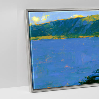 Derwentwater Jetty in Vibrant Light - artwork detail in an antique silver float frame
