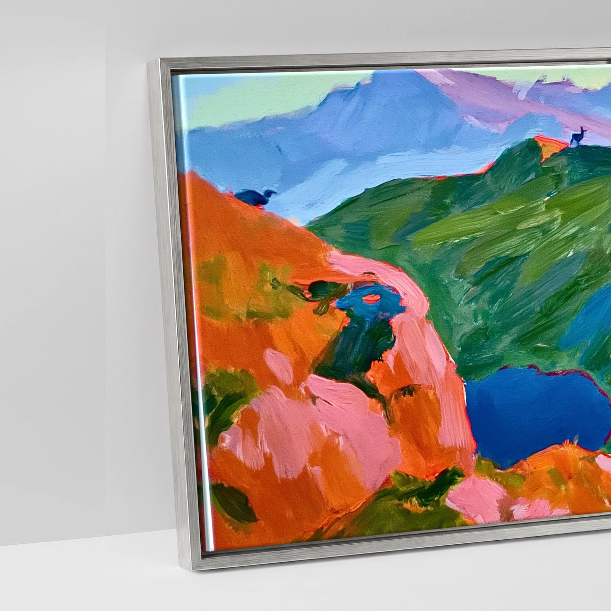 Vivid Striding Edge on Helvellyn - artwork detail in an antique silver float frame