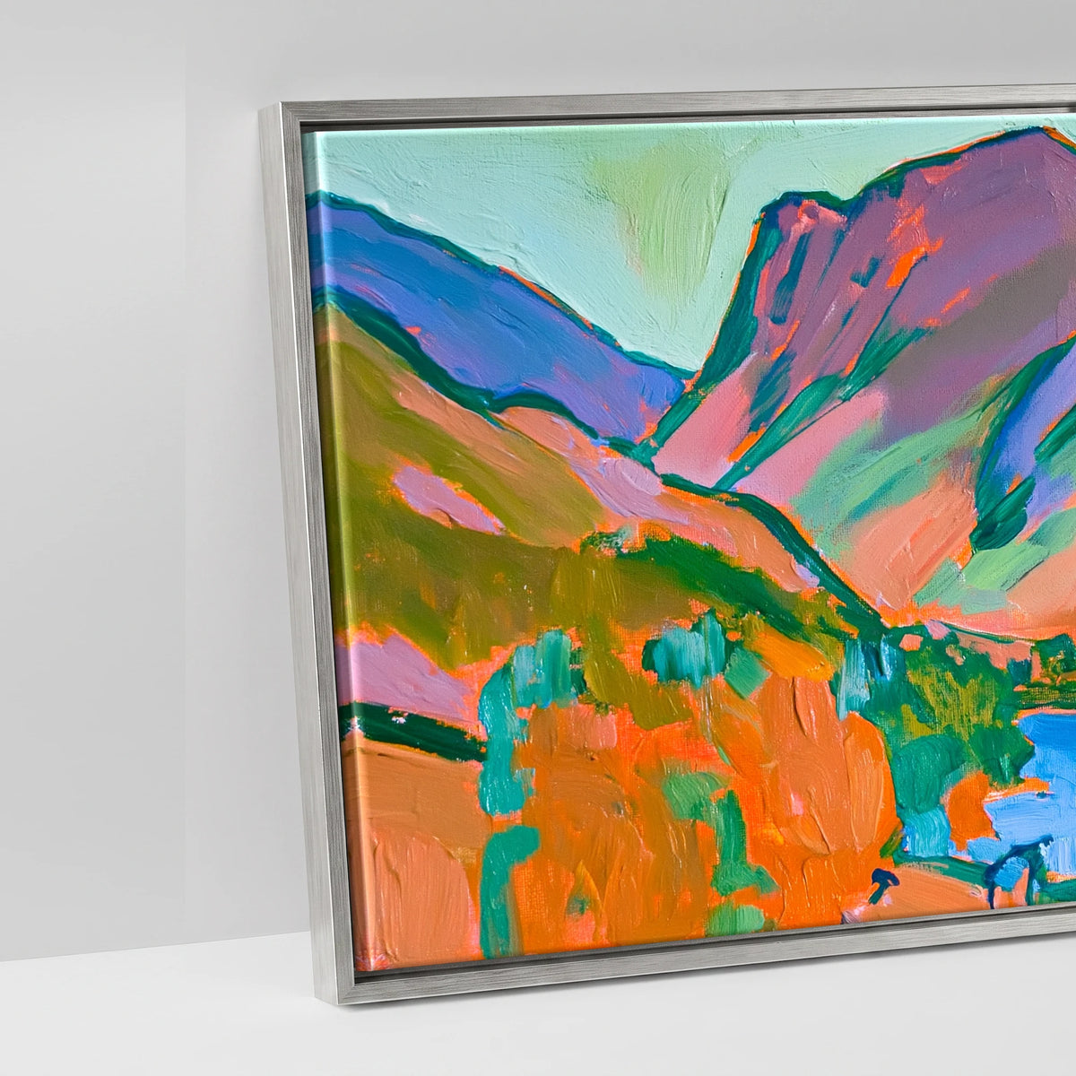 Vibrant Sunset over Buttermere Valley - artwork detail in an antique silver float frame