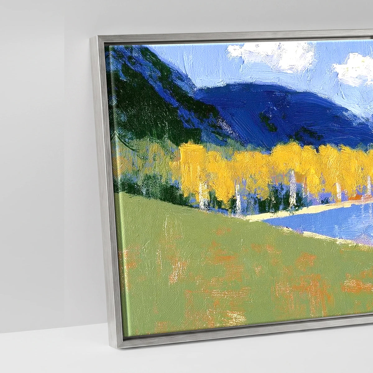 Bold Autumn Colours at Blea Tarn - artwork detail in an antique silver float frame