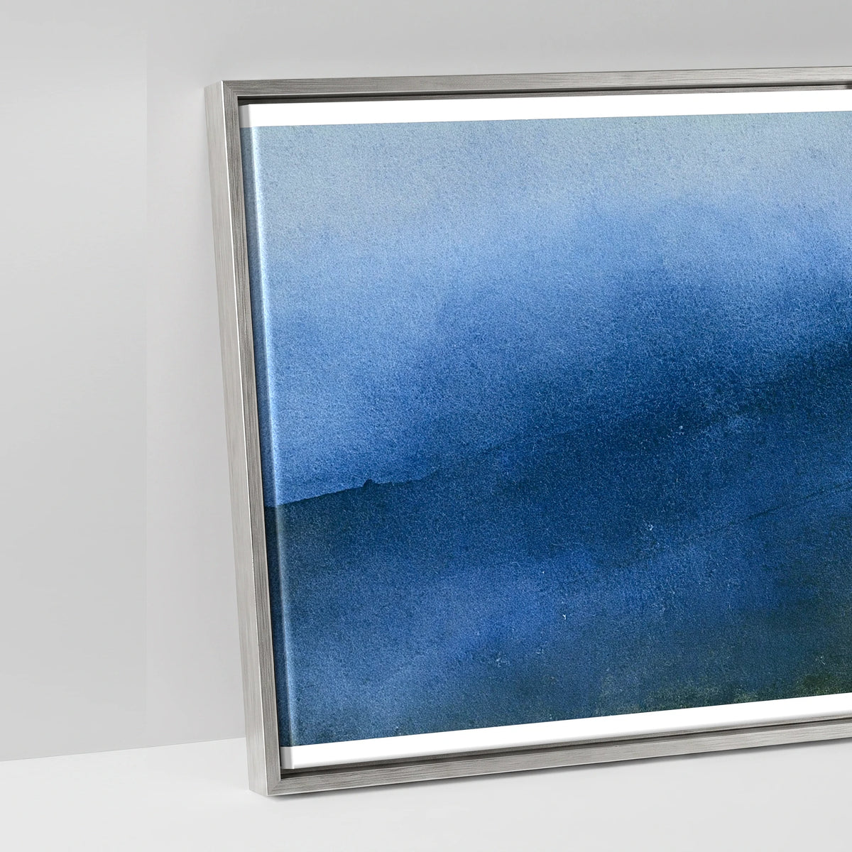 Striding Edge Walker in Indigo - artwork detail in an antique silver float frame