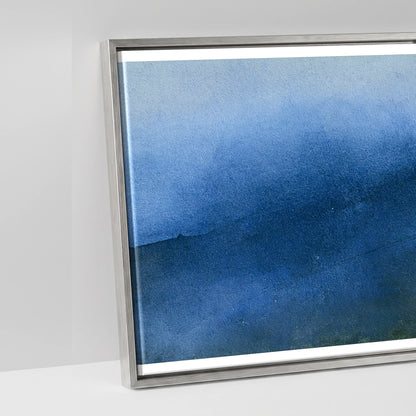 Striding Edge Walker in Indigo - artwork detail in an antique silver float frame