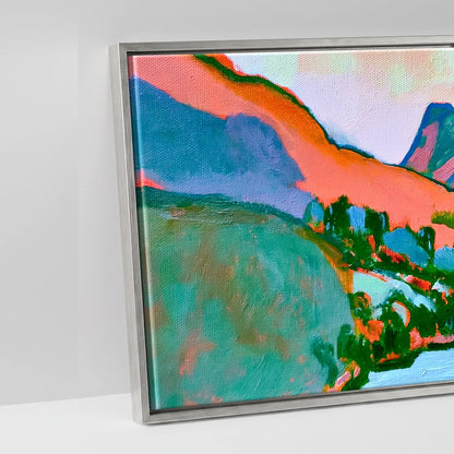 Vibrant Buttermere Sunset over Fleetwith Pike - artwork detail in an antique silver float frame