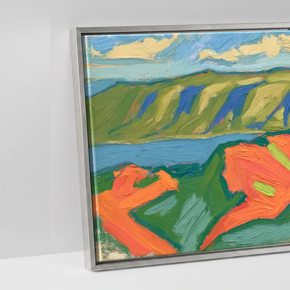 Vibrant Striding Edge Ridge - artwork detail in an antique silver float frame