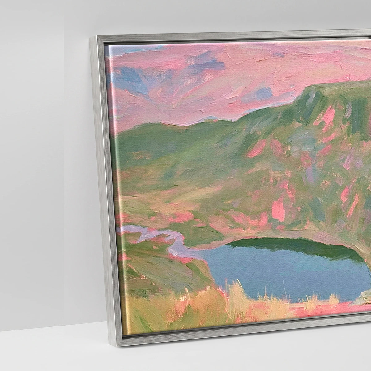 Pastel Light on Striding Edge - artwork detail in an antique silver float frame