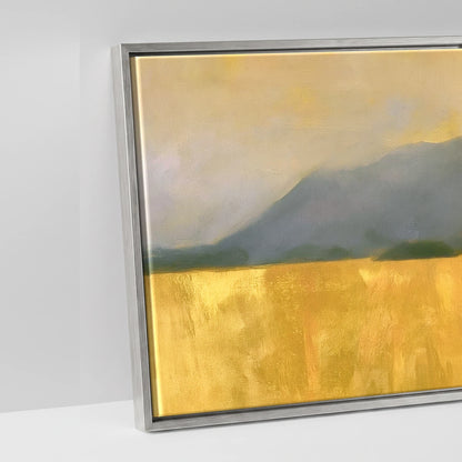 Catbells Silhouette in Luminous Gold - artwork detail in an antique silver float frame