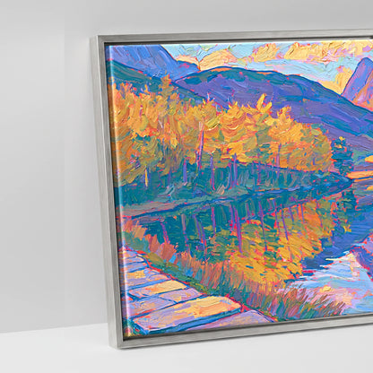 Amber Light Over Blea Tarn - artwork detail in an antique silver float frame