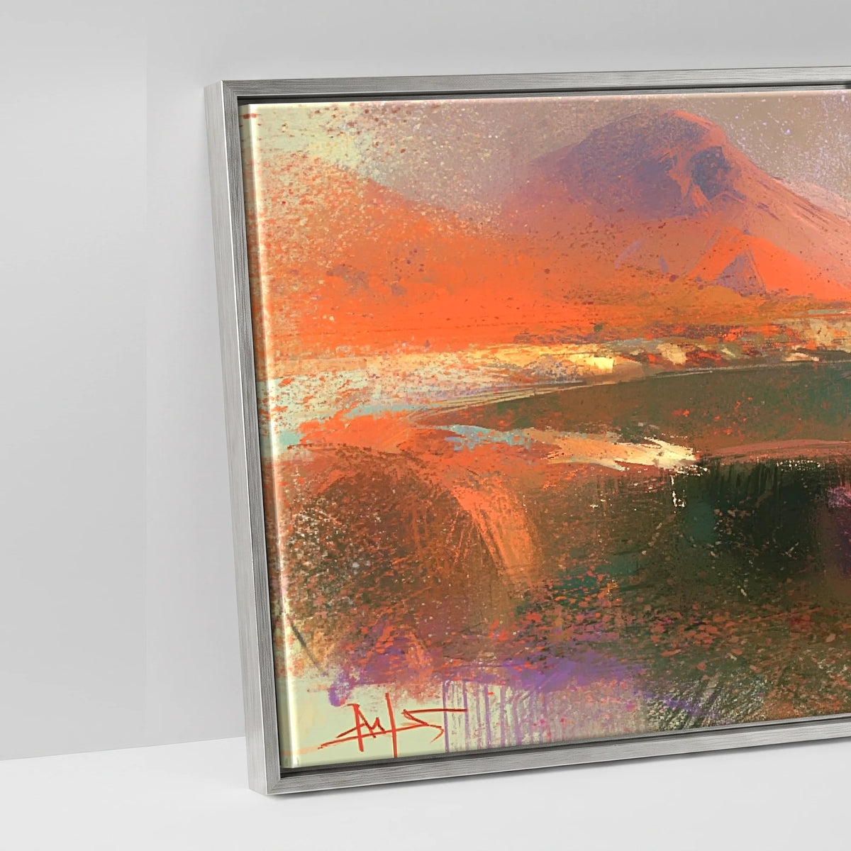 Wastwater and Great Gable Sunset - artwork detail in an antique silver float frame