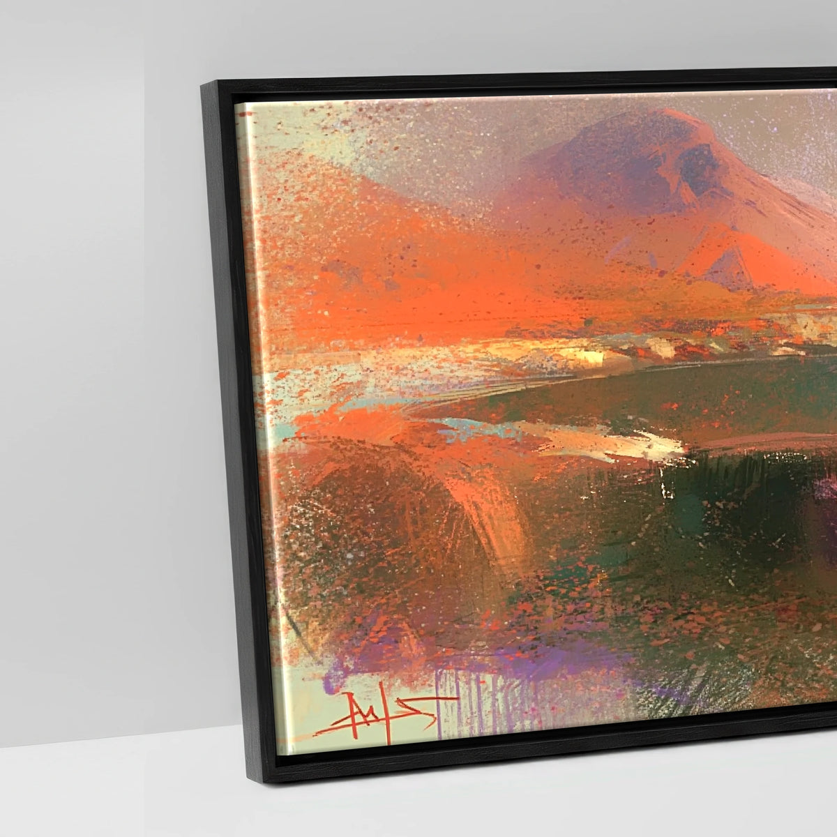Wastwater and Great Gable Sunset - artwork detail in a black float frame