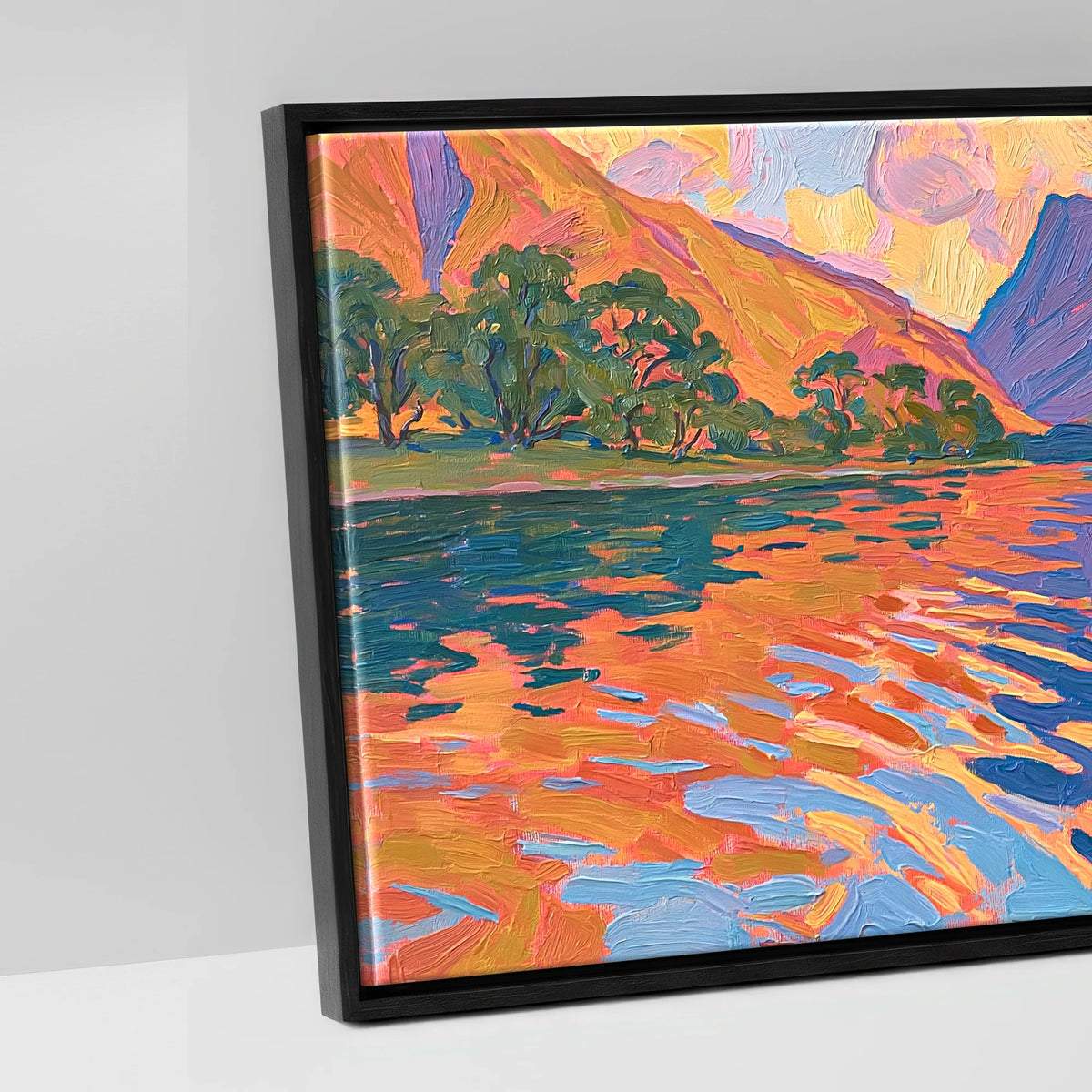 Sunset Glow over Wastwater Fells - artwork detail in a black float frame