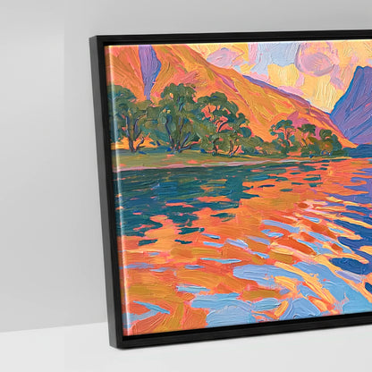 Sunset Glow over Wastwater Fells - artwork detail in a black float frame