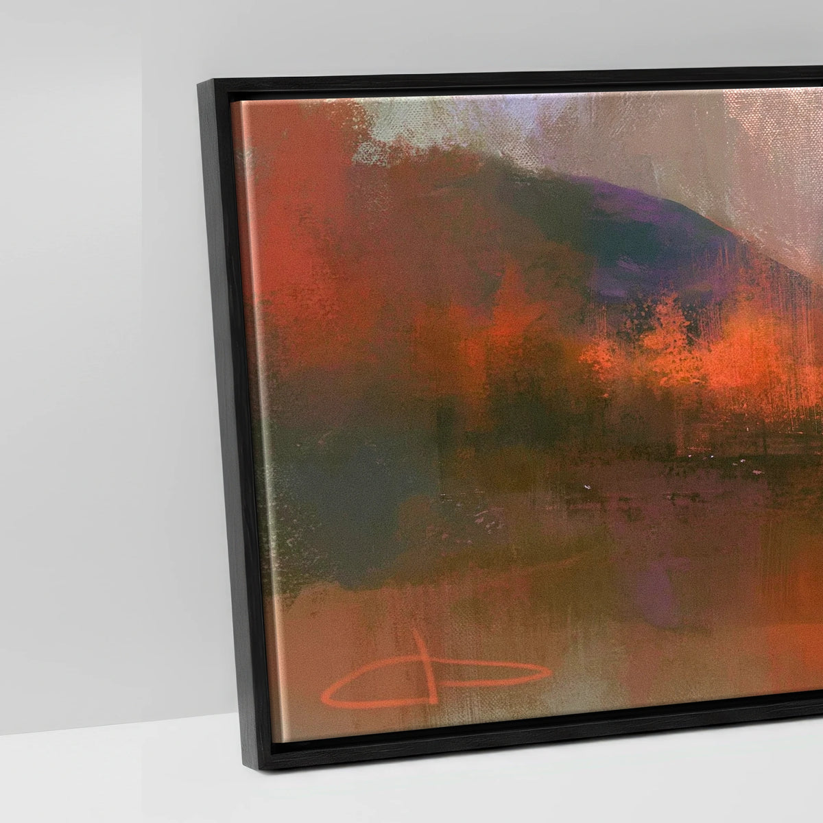 Autumn Larches at Blea Tarn - artwork detail in a black float frame