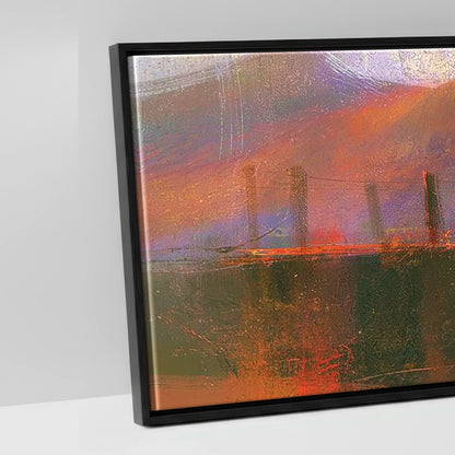 Derwentwater Jetty in Violet and Russet - artwork detail in a black float frame