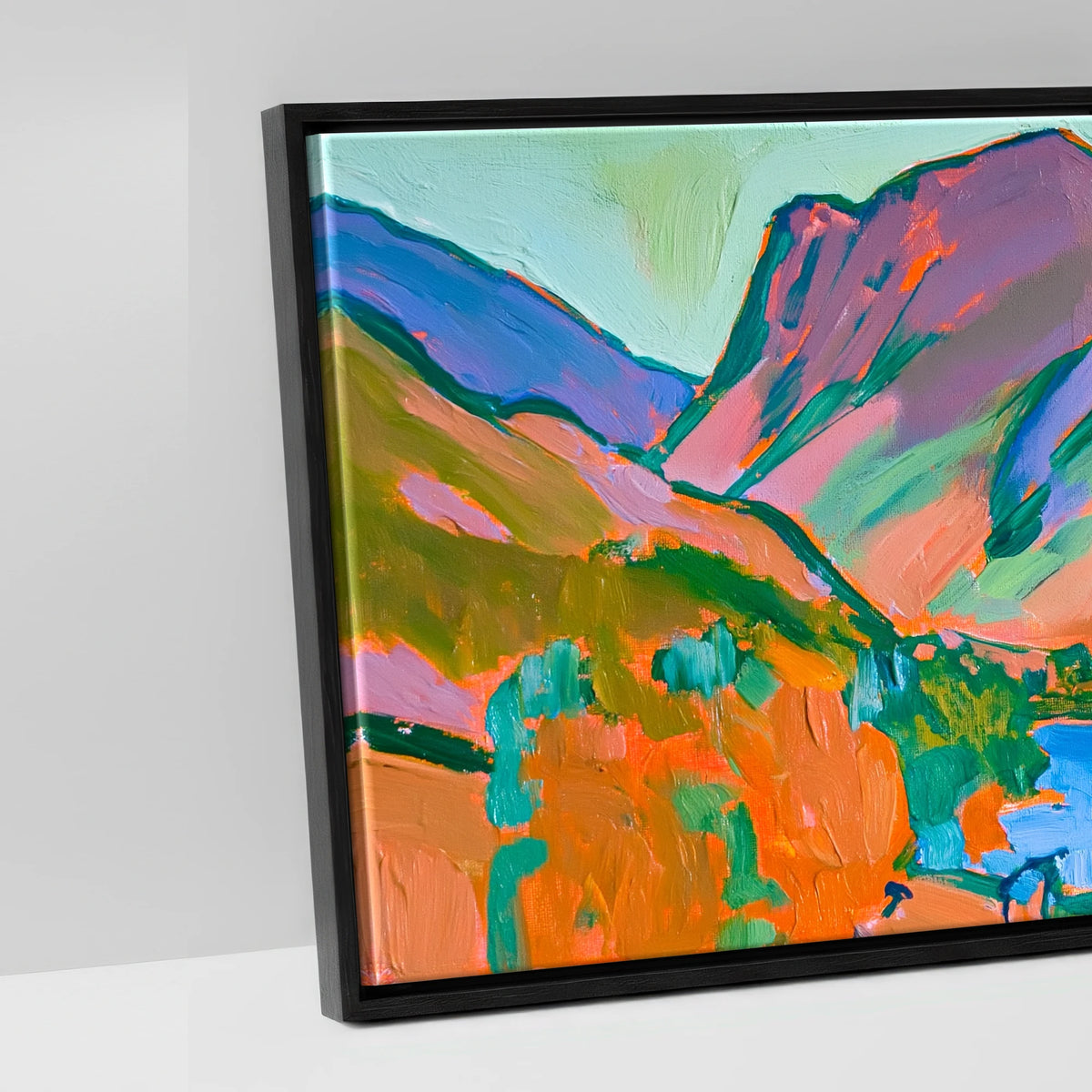 Vibrant Sunset over Buttermere Valley - artwork detail in a black float frame